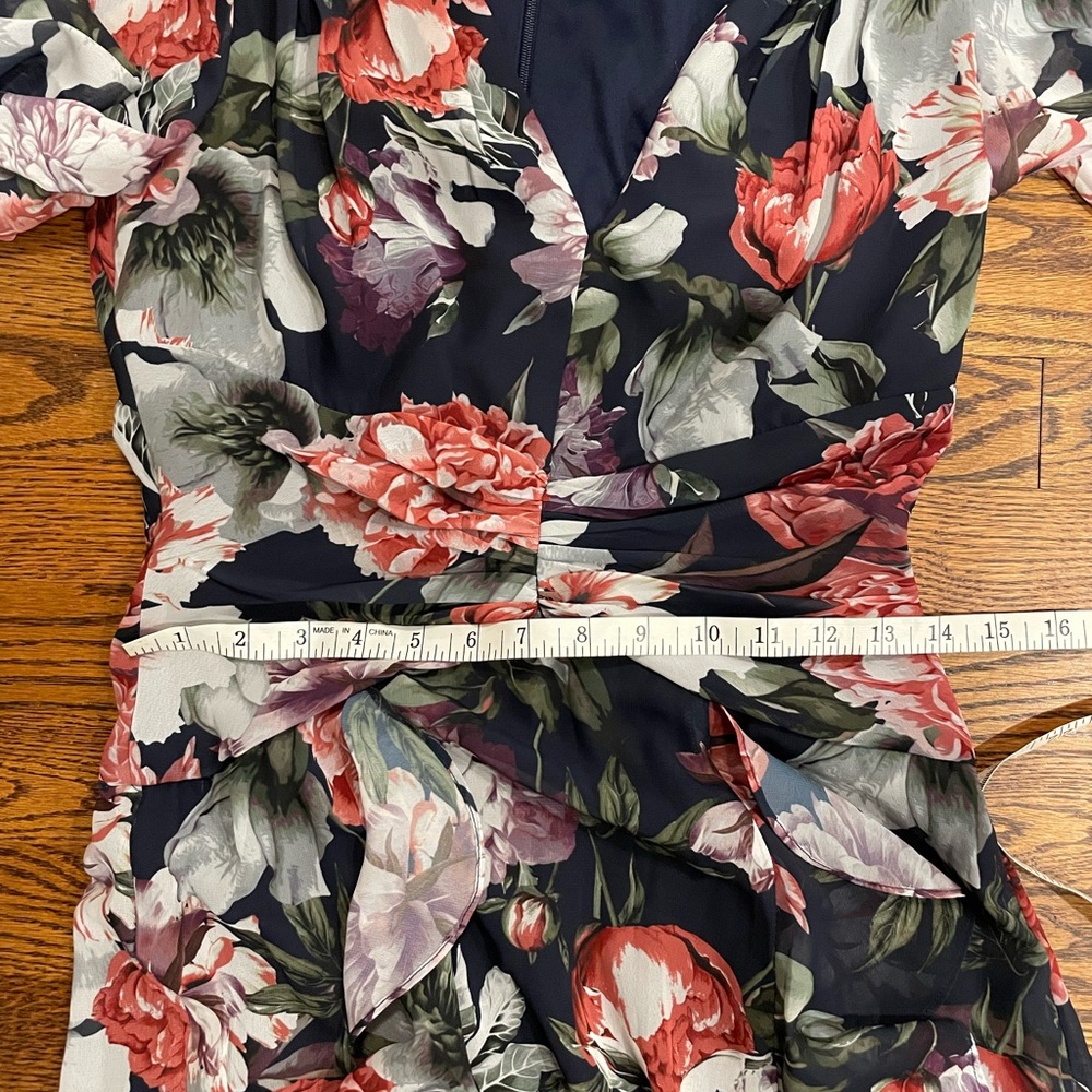 Xscape floral chiffon with slit floor length dress NWT size 4 - Picture 6 of 7